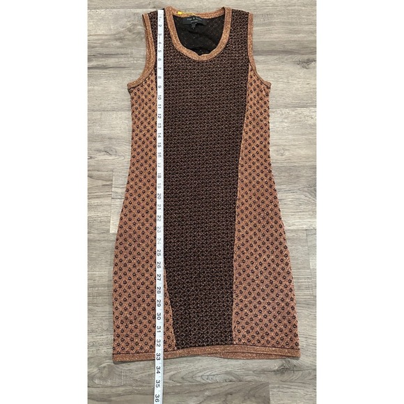 Rag & Bone Womens XS Amanda Metallic Dress Knit Sleeveless Sheath Copper Black - Picture 6 of 9